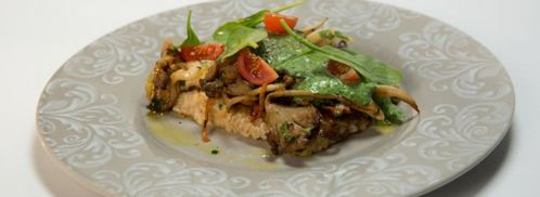 перловка с вешенками под соусом из шпината. Шаг 6