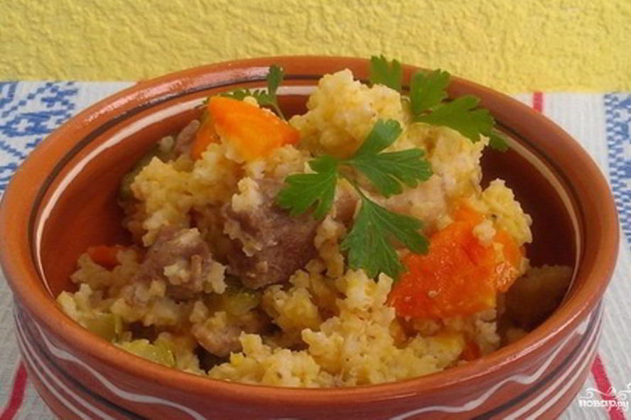 Рецепт пшеничной каши с соевым мясом и овощами