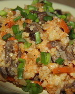 Пшенная каша с куриными сердечками