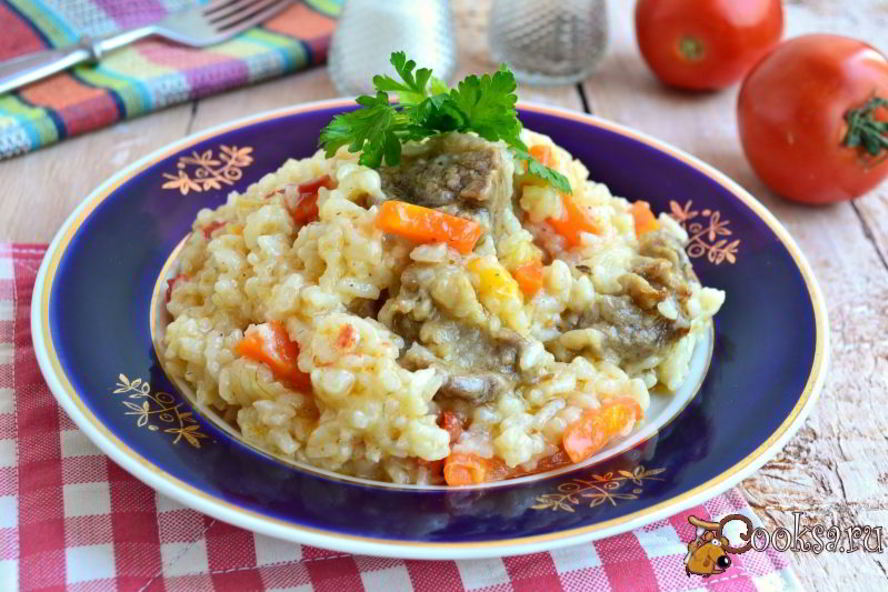 Рецепт рисовой каши со свининой и овощами в мультиварке