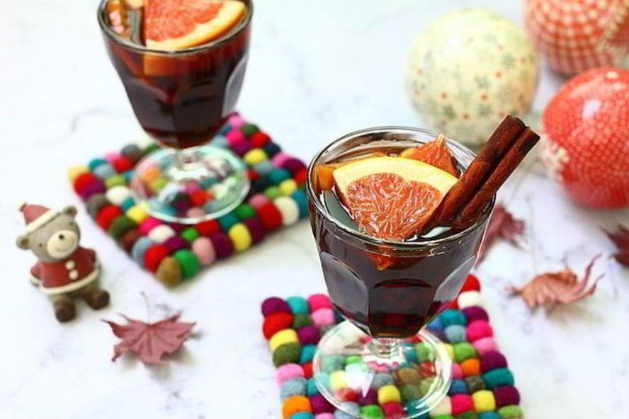 Рецепт глинтвейна с грейпфрутом и яблоком