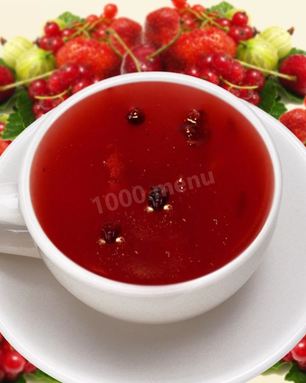 Кисель из замороженных ягод клюквы и черной смородины