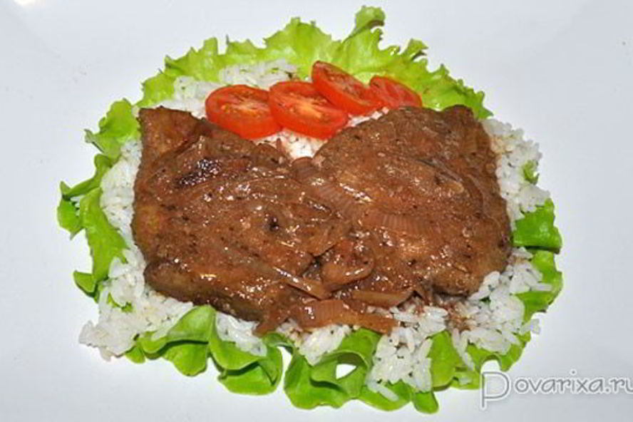 Рецепт говяжьей печени с вином и луком