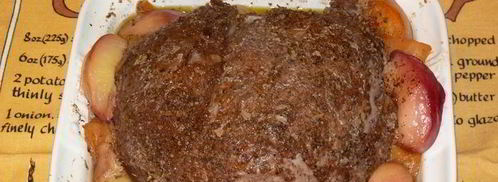 запеченная телятина с вином и персиками. Шаг 6