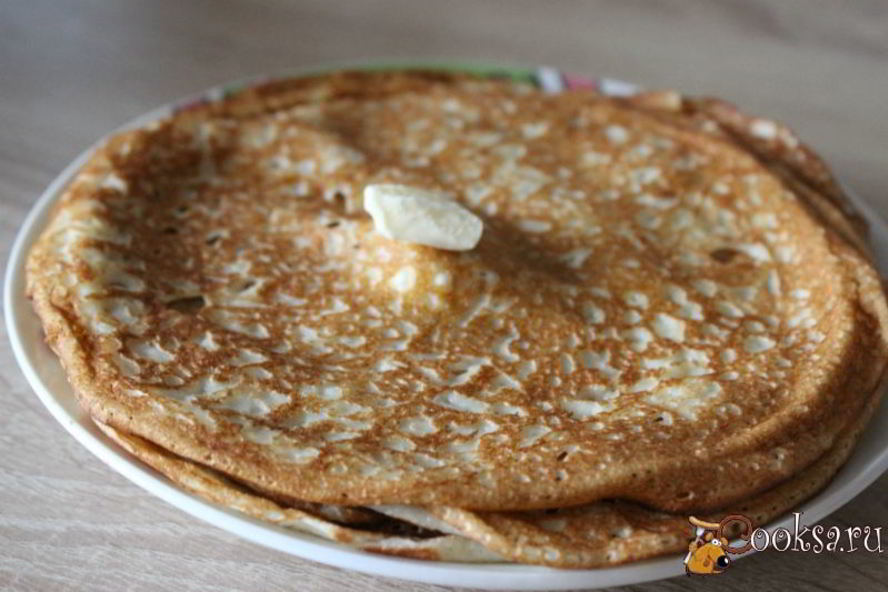 Рецепт сладких блинчиков на сметане и сывороточном коктейле мажитэльк завтраку