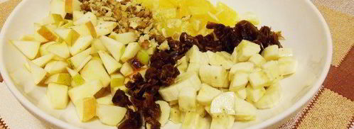 фруктовый салат с орехами и финиками. Шаг 7