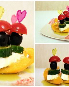 Греческий салат на шпажке