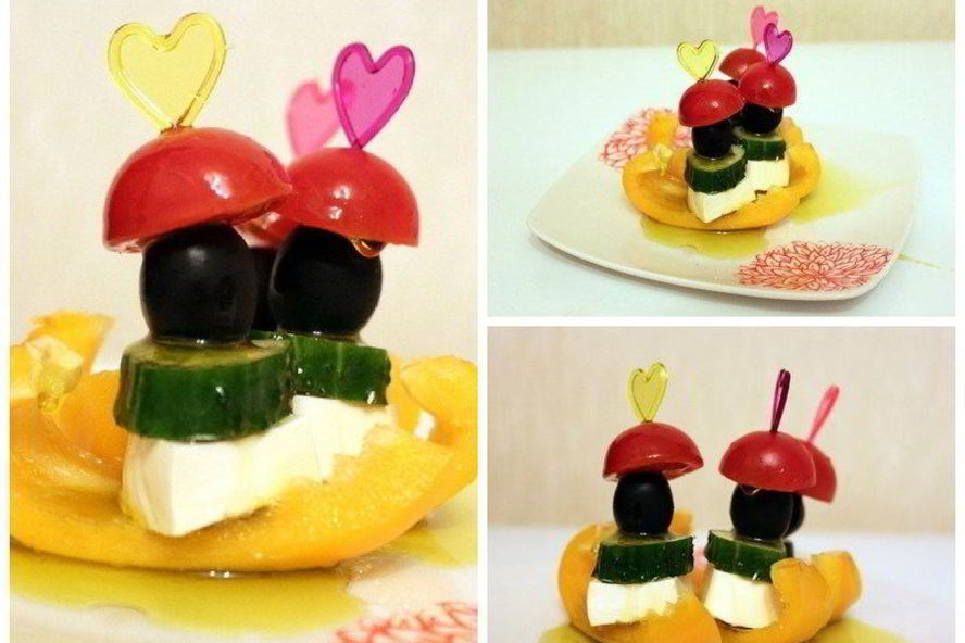 Рецепт греческого салата на шпажке