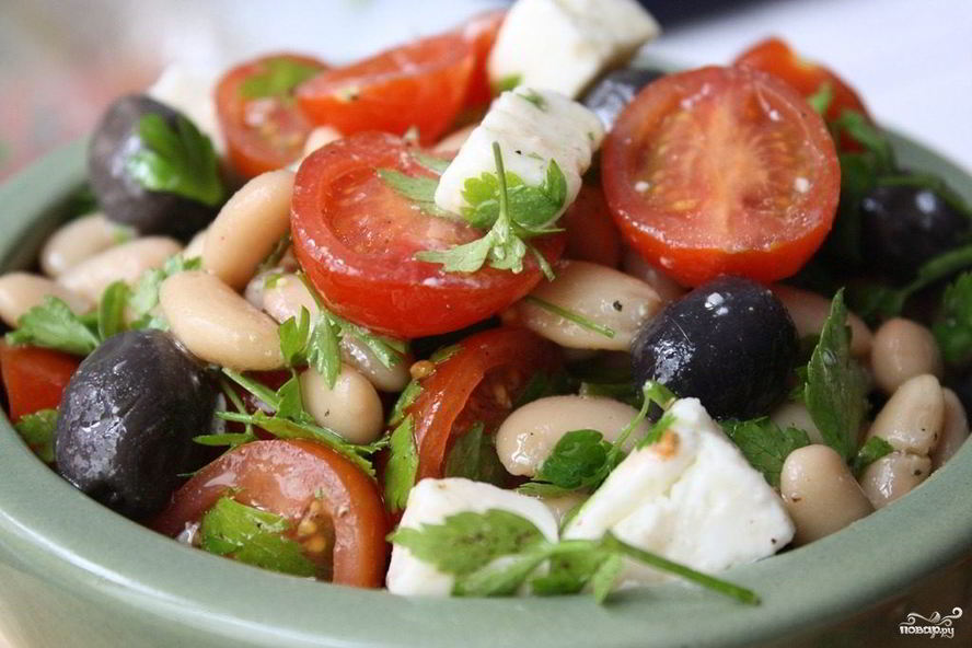 Рецепт салата греческого с фасолью