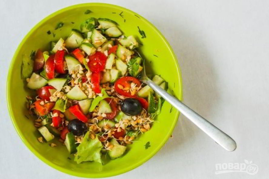 Рецепт салата из зеленой гречки