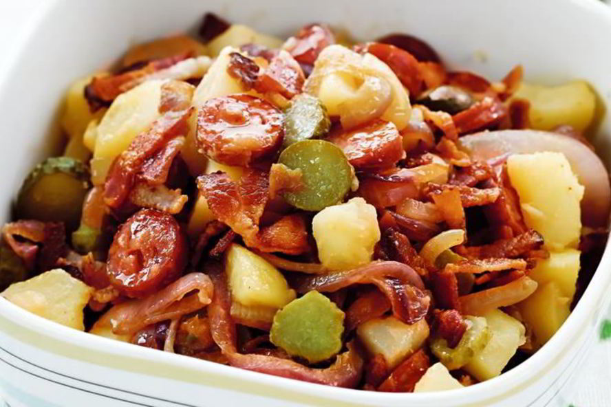 Рецепт картофельного салата с копченостями