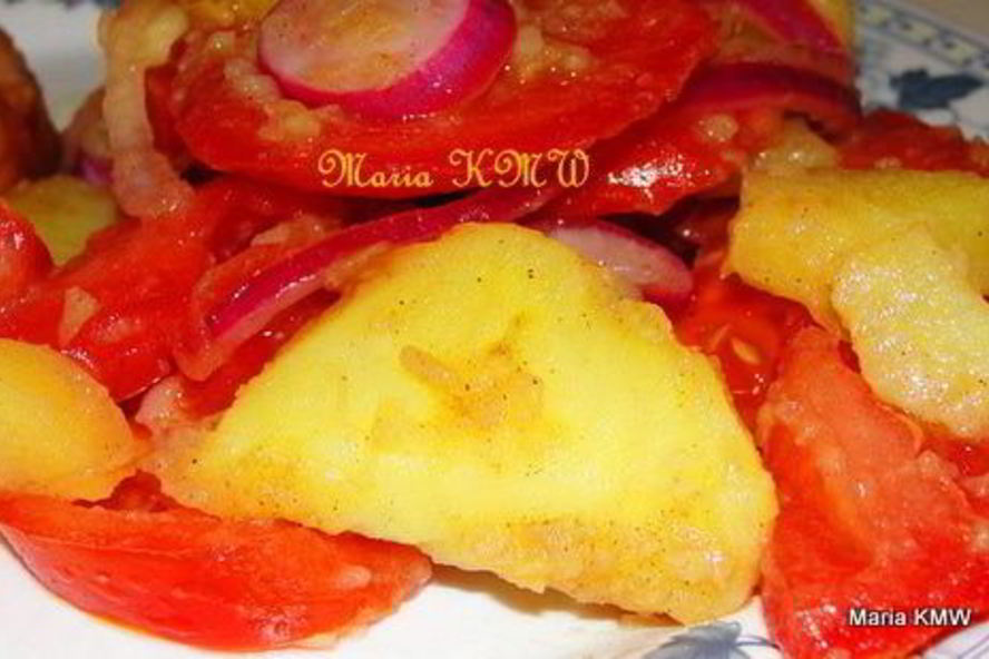 Рецепт салата картофельного с помидорами