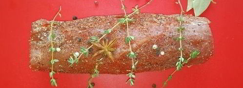 оливье по-царски со свиной вырезкой и креветками на желе из гранатового соуса. Шаг 4