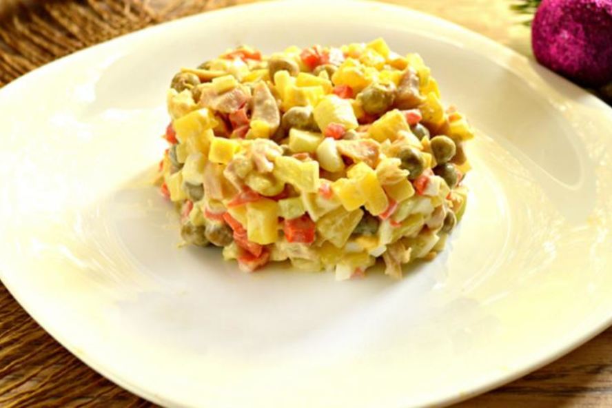 Рецепт оливье с кальмарами