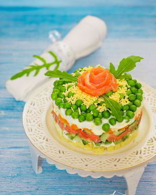 Оливье с семгой