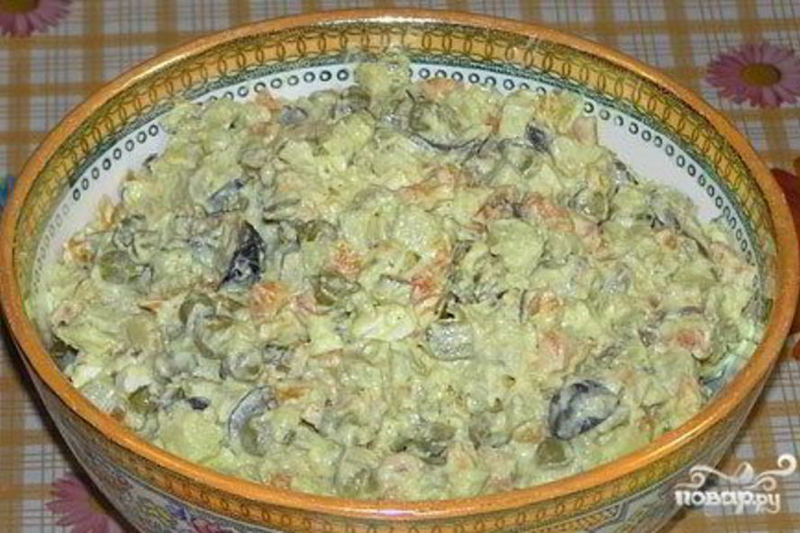 Рецепт салата оливье с капустой