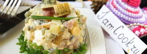 салат оливье с копченой скумбрией. Шаг 10