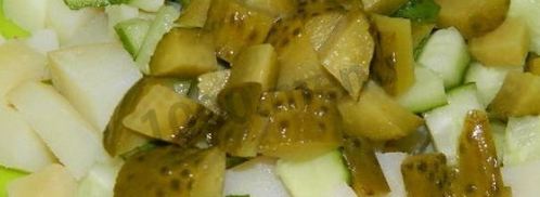 салат оливье с семгой и огурцом. Шаг 5