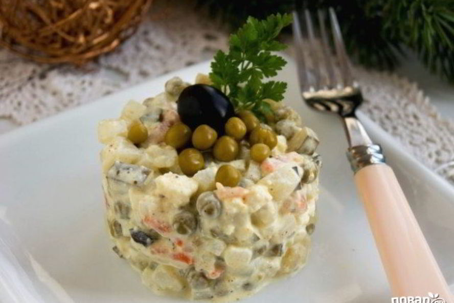 Рецепт вегетарианского салата оливье