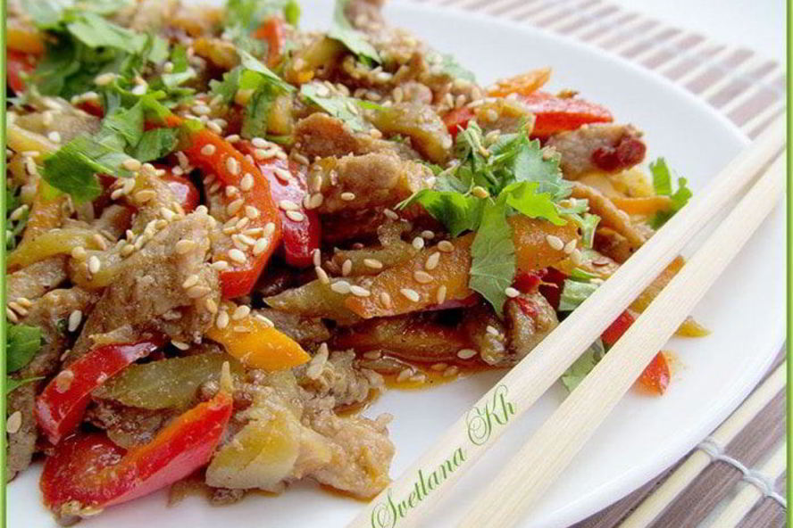 Рецепт салата из говядины и баклажан по-корейски