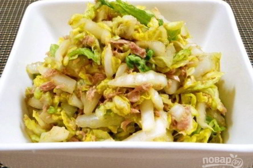 Рецепт салата из пекинской капусты с тунцом