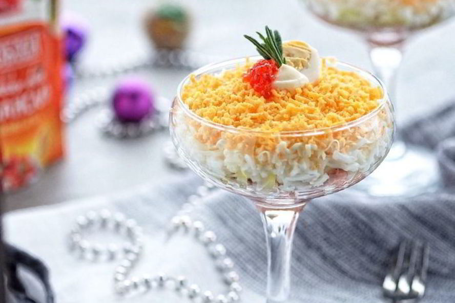 Рецепт мимозы в бокале