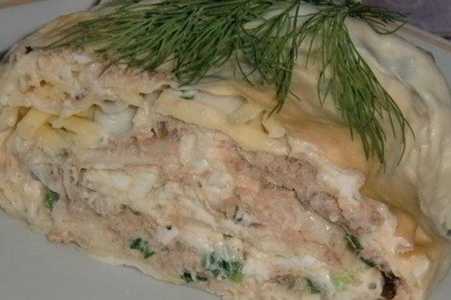 Рецепт рулета мимоза в лаваше