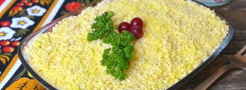 салат мимоза без картошки и моркови. Шаг 15