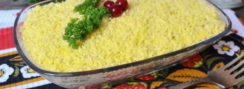 салат мимоза без картошки и моркови. Шаг 16