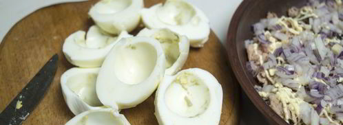 салат мимоза без картошки. Шаг 4