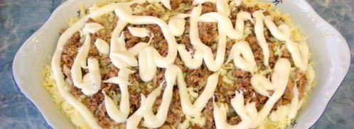 салат мимоза классический с консервой. Шаг 16