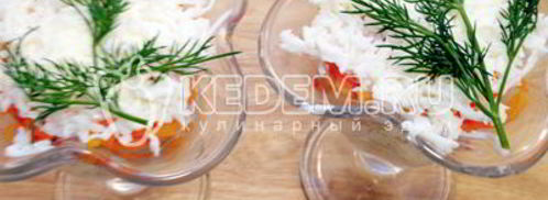 салат мимоза с горбушей. Шаг 8