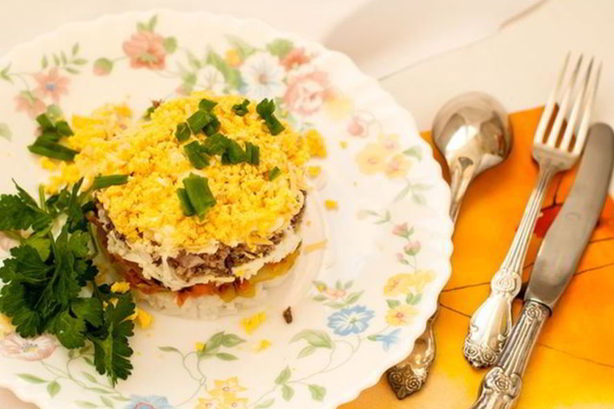 Рецепт салата мимоза с грибами