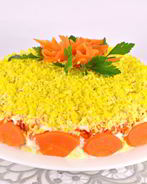 Салат Мимоза с картофелем и твердым сыром