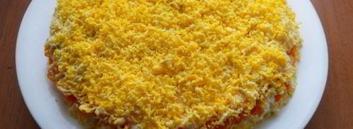 салат мимоза с картофелем и твердым сыром. Шаг 8