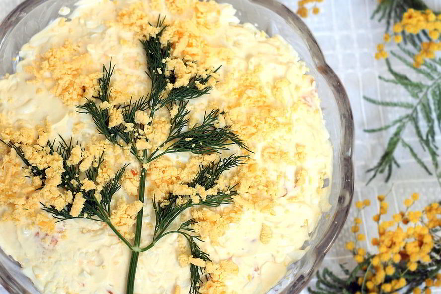 Рецепт салата мимоза с консервированной горбушей