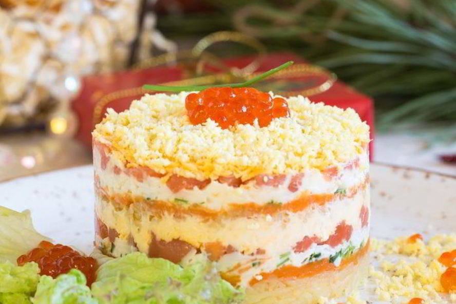 Рецепт салата мимоза с семгой