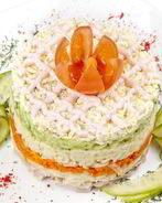 Салат мимоза со свежим огурцом