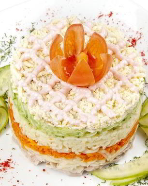 Салат мимоза со свежим огурцом