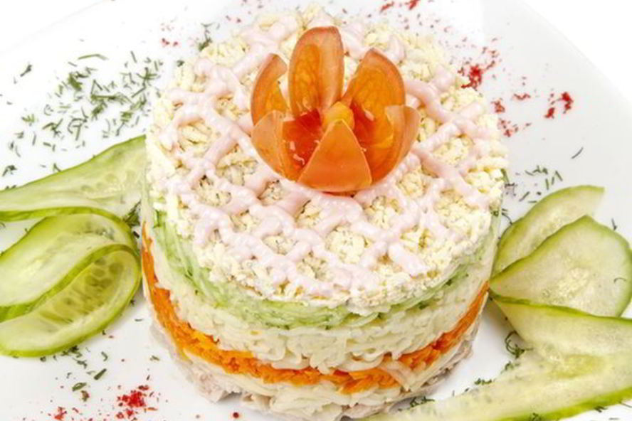 Рецепт салата мимоза со свежим огурцом