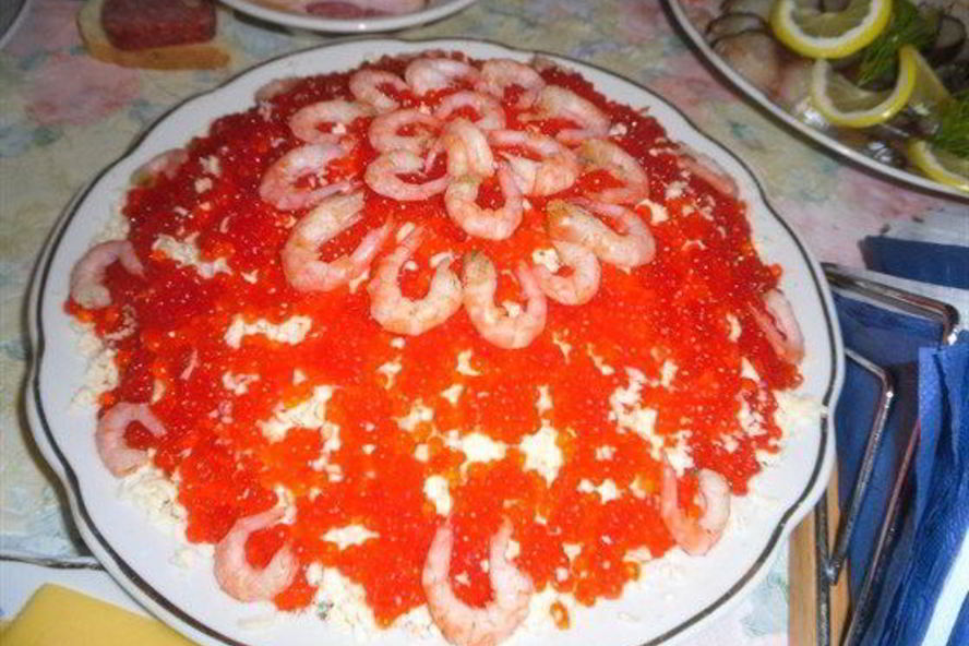 Рецепт салата креветки под шубой