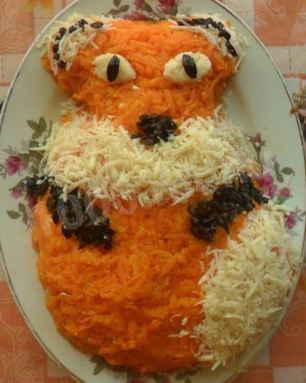 Салат Лисичка с грибами под шубой