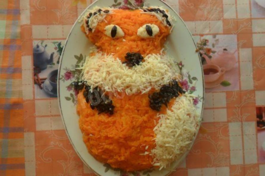 Рецепт салата лисичка с грибами под шубой