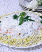 Селедка под легкой шубой с яблоком