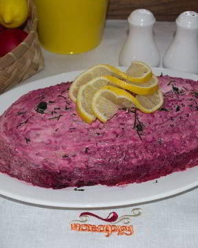 Селедка под шубой без яблок и яиц