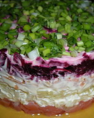 Селедка под шубой с лососем