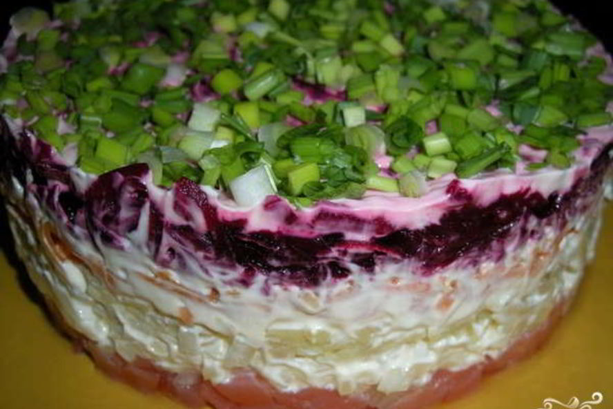 Рецепт селедки под шубой с лососем