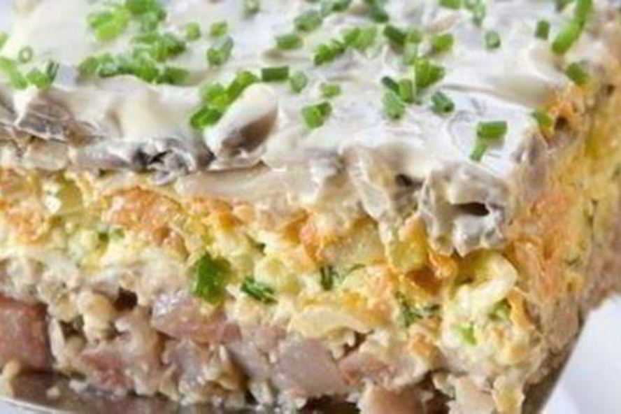 Рецепт селедки под шубой с шампиньонами по новому