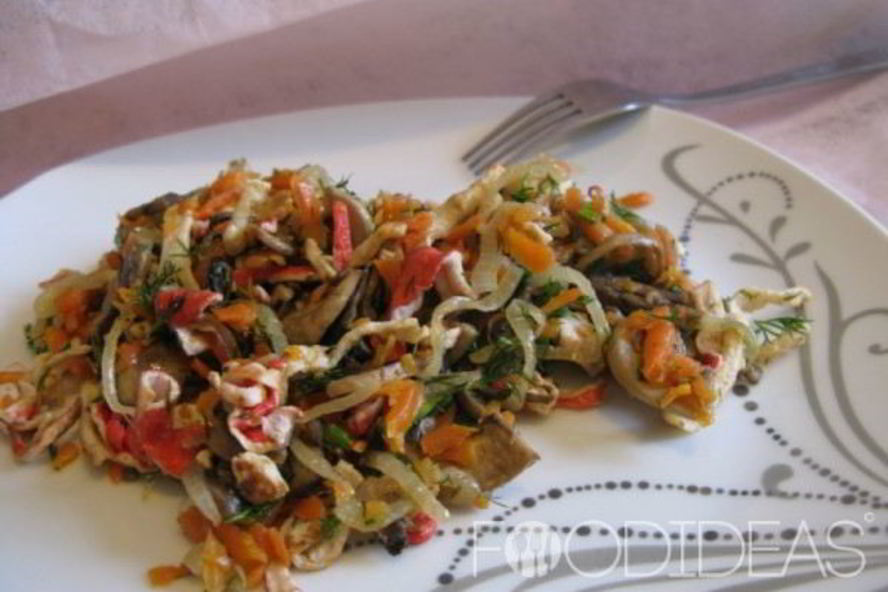 Рецепт салата с жареными грибами