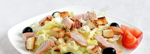 салат цезарь с копченой курицей. Шаг 10
